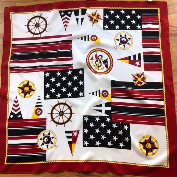 Vtg ITALIAN Square  Scarf. Excellent  Nautical Themed  accent to your wardrobe - Picture 4 of 15